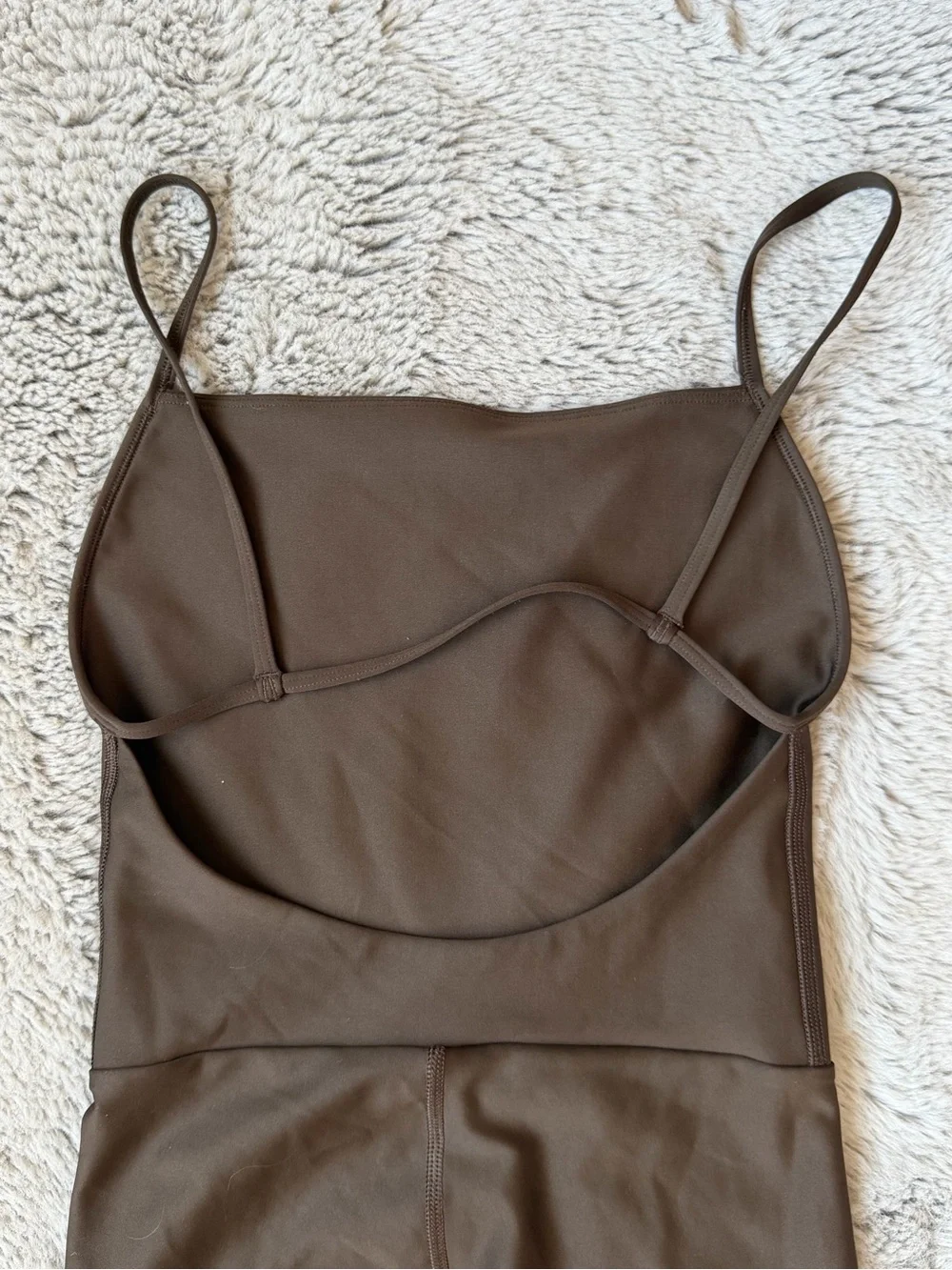 ALO Yoga Women's Small Brown Airlift Jumpsuit Unitard Bodysuit Open Back Flare